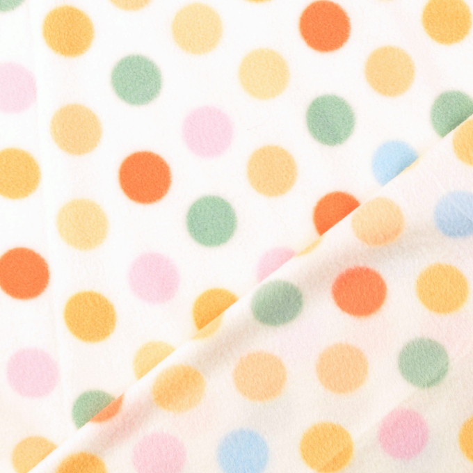Fleece antipilling dots, gebroken wit - oranje
