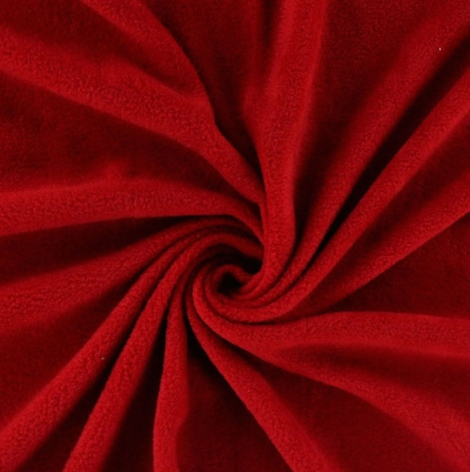Tissu polaire anti-boulochage rouge foncé