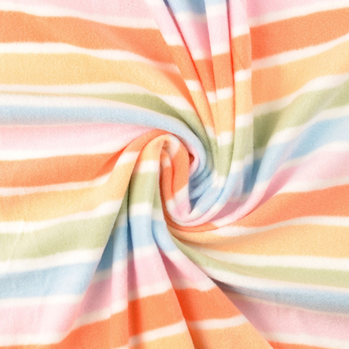 Fleece antipilling stripes, gebroken wit - oranje