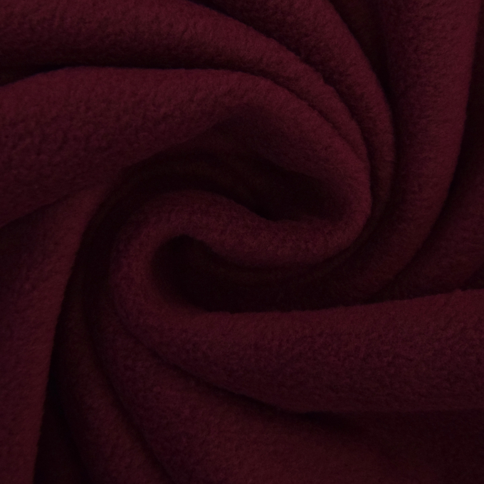 Tissu polaire anti-boulochage rouge vin