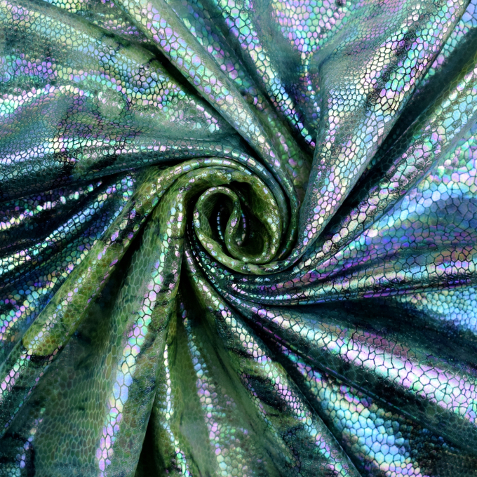 Tissu lamé jersey Peau de serpent Snakeskin, vert