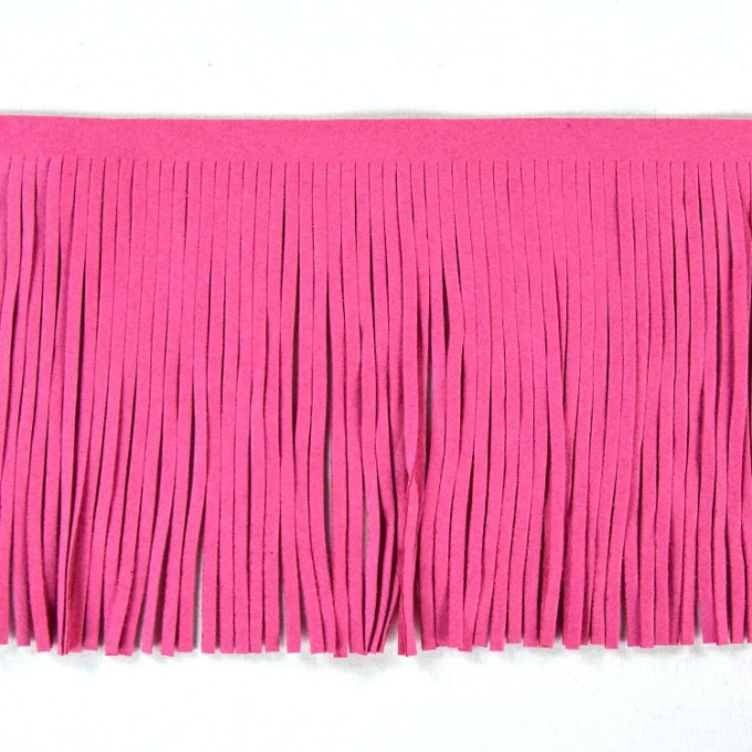Franjeband suède, 12 cm, fuchsia