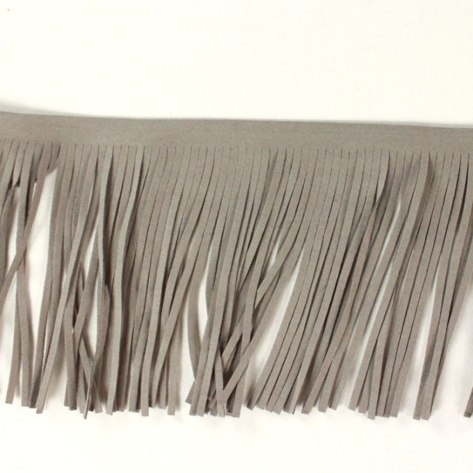 Frange imitation cuir 12 cm, taupe