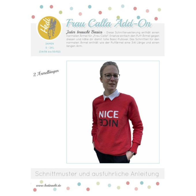 Freebook Hedi näht Add-On Frau Calla/Calla Normaler Arm, duits