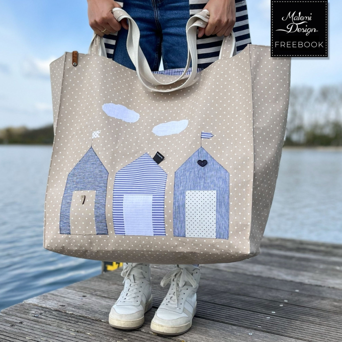 Patron couture gratuit sac de plage maritime XXL pdf Malomi, en français