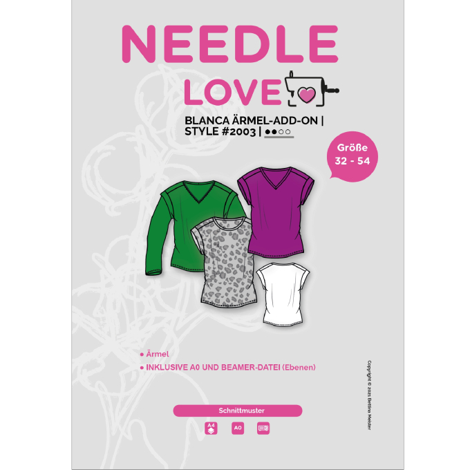 Freebook patron Needle Love Supplément pour Shirt BLANCAtee Ärmel, en allemand