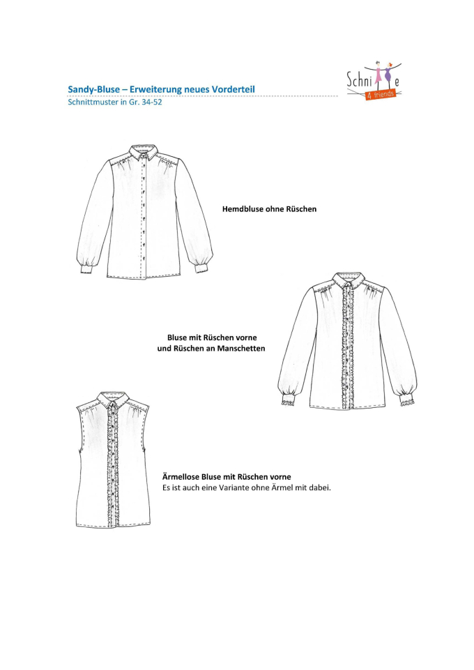 Freebook Schnitte4Friends Add on Sandy Blouse, german