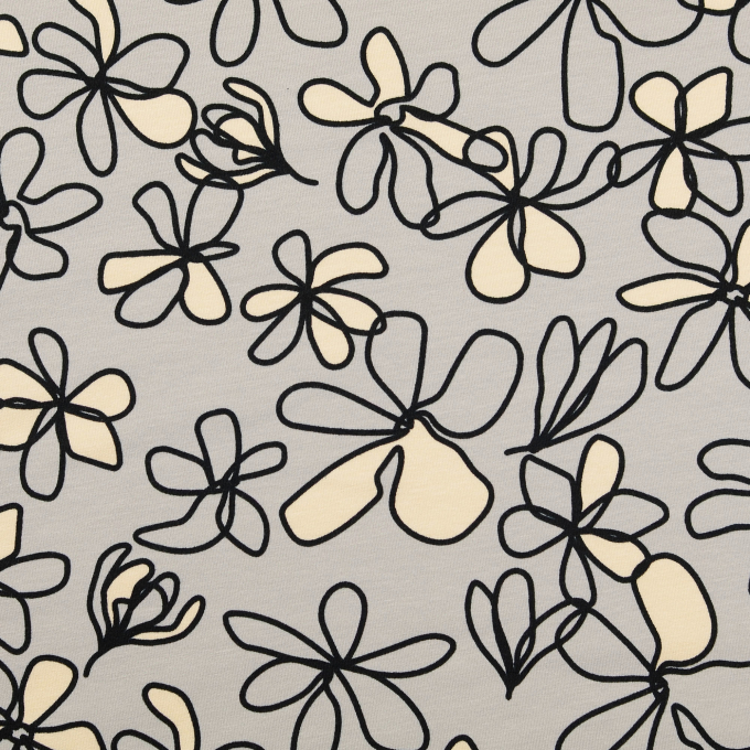 French Terry angeraut Abstract Flowers, grau
