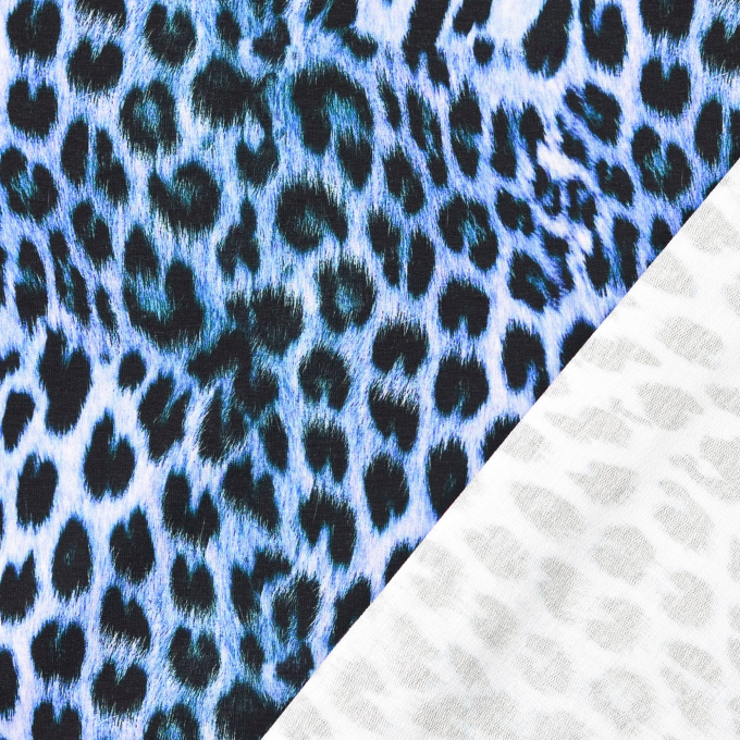 French terry roughened Animal Print, blue