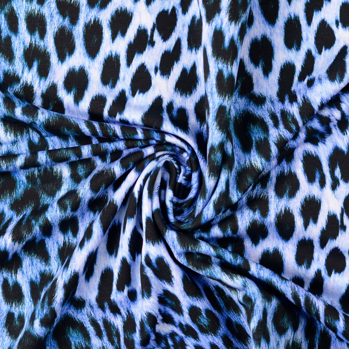 French terry roughened Animal Print, blue