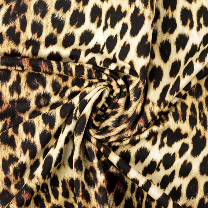 French terry roughened Animal Print, yellow