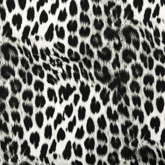 French terry roughened Animal Print, light grey