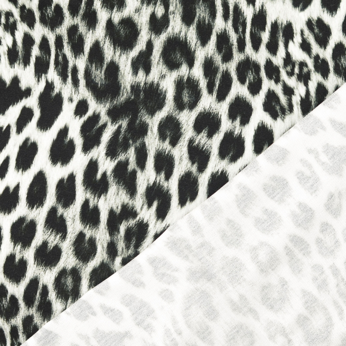 French terry roughened Animal Print, light grey