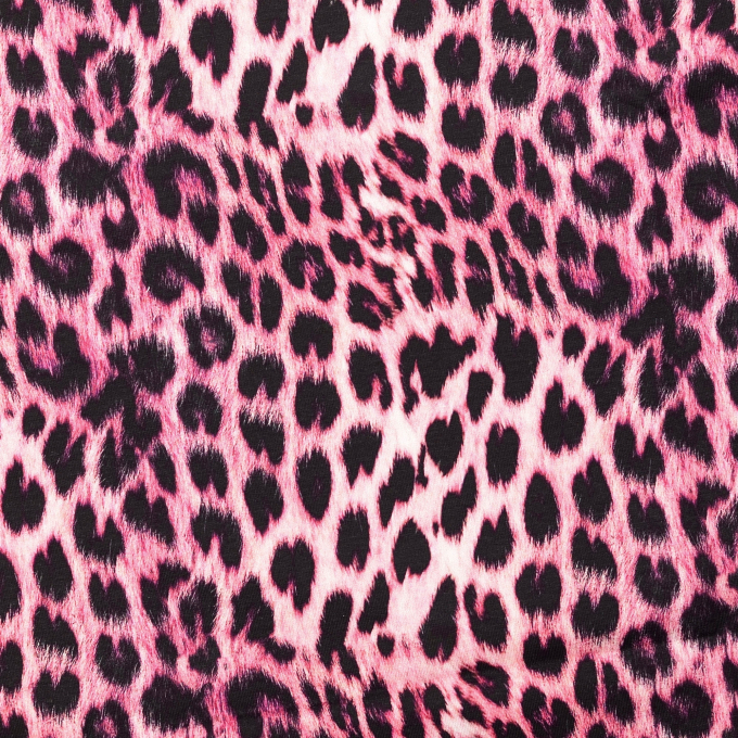 French terry roughened Animal Print, bright pink