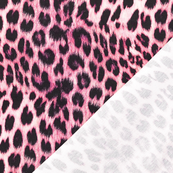 French terry roughened Animal Print, bright pink