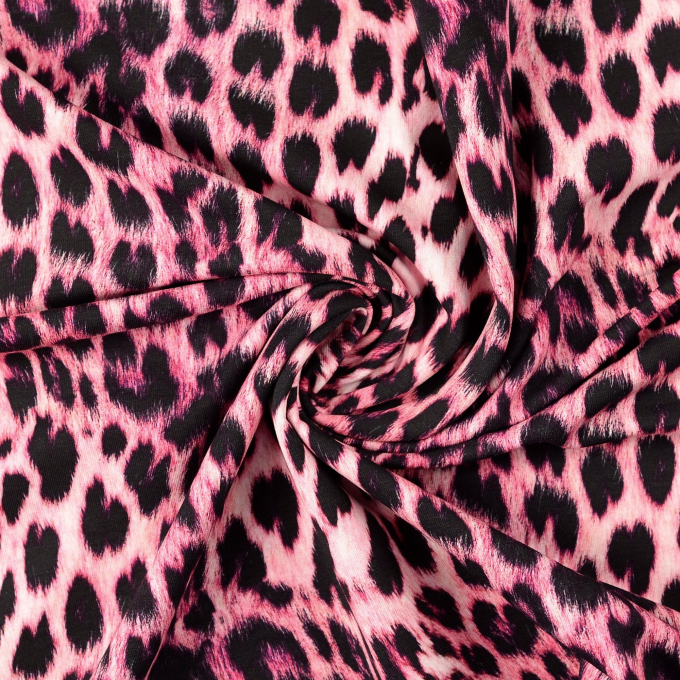 French terry roughened Animal Print, bright pink