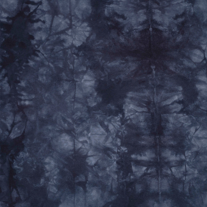 French Terry geruwd Batik, donkerblauw