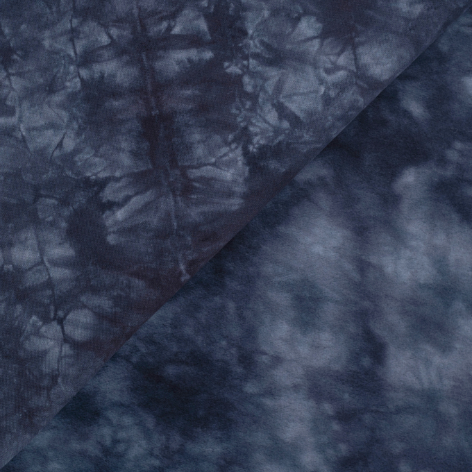 French Terry geruwd Batik, donkerblauw