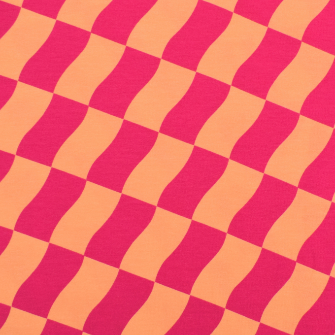 French Terry angeraut Check Poppy, pink