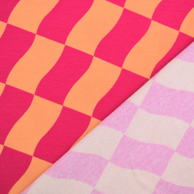 French Terry angeraut Check Poppy, pink