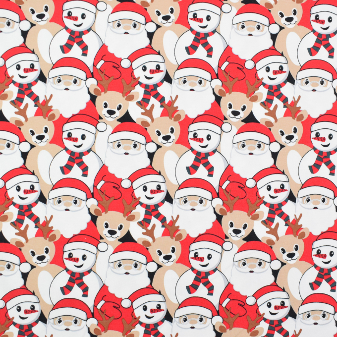 French Terry angeraut Christmas Crowd, rot