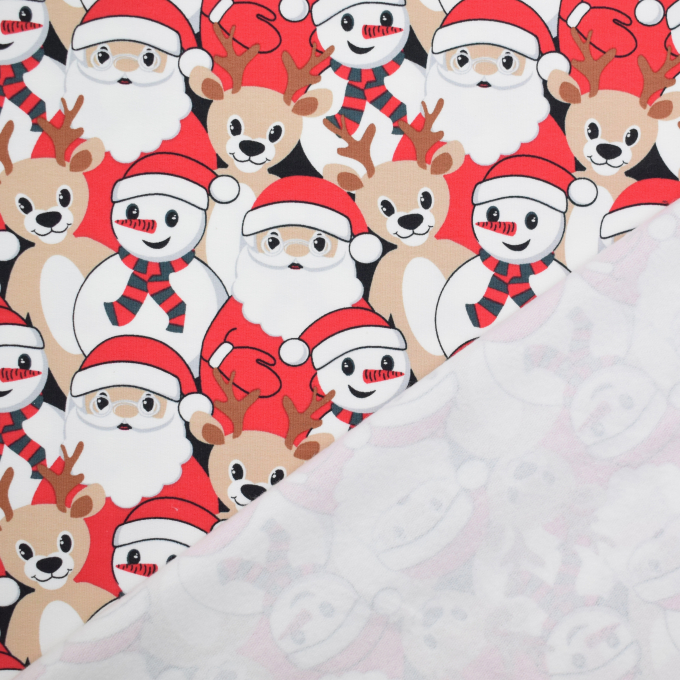 French Terry angeraut Christmas Crowd, rot