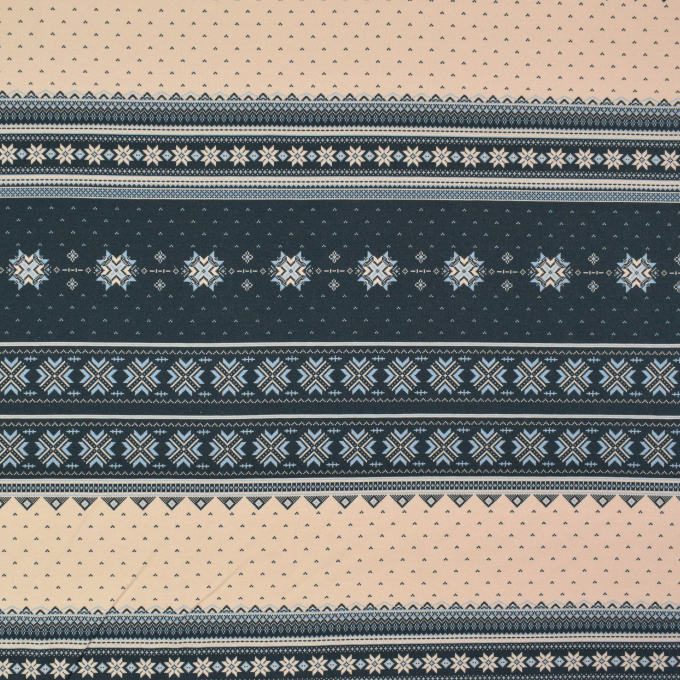 French Terry opgeruwd Christmas Stripes, blauw