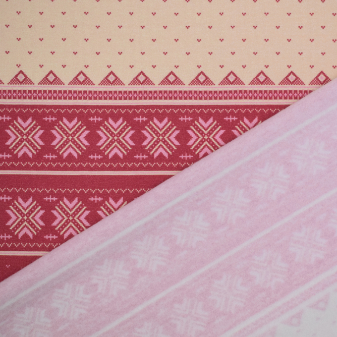 French Terry opgeruwd Christmas Stripes, rood