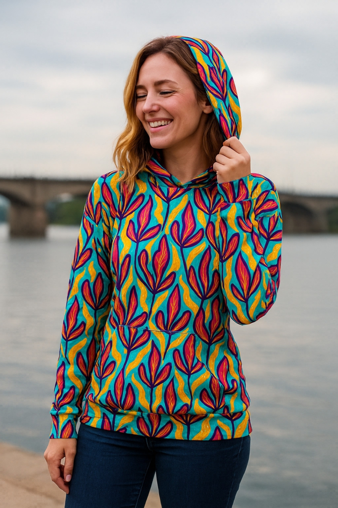 French Terry roughened Colourful Dream, green