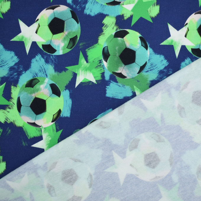 French Terry opgeruwd voetbal, donkerblauw