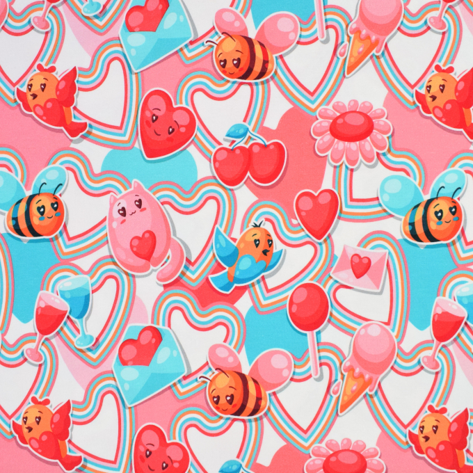 French Terry roughened Happiness, off white