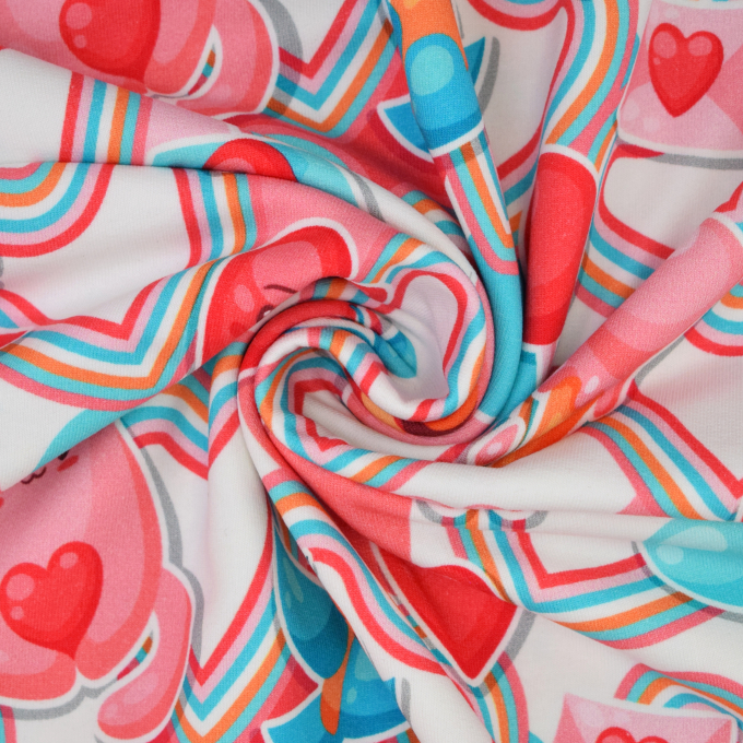 French Terry roughened Happiness, off white