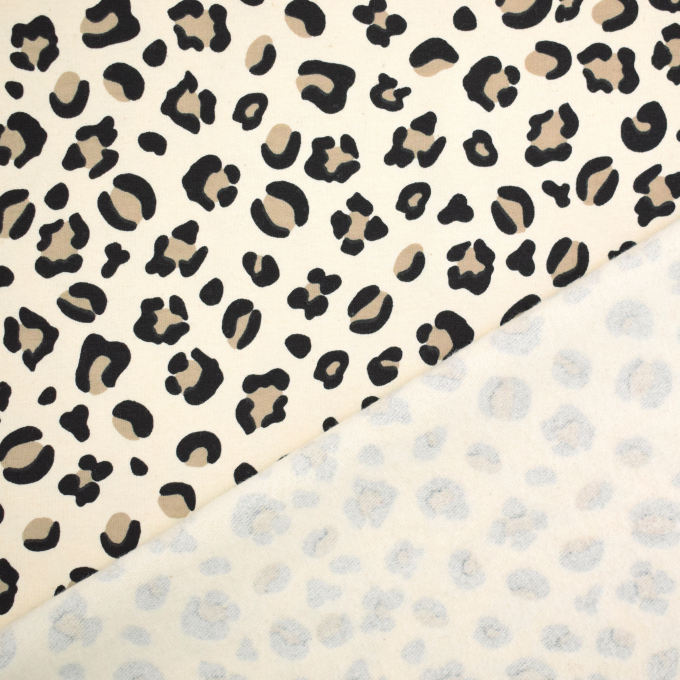 French Terry roughened Leo Spots, beige