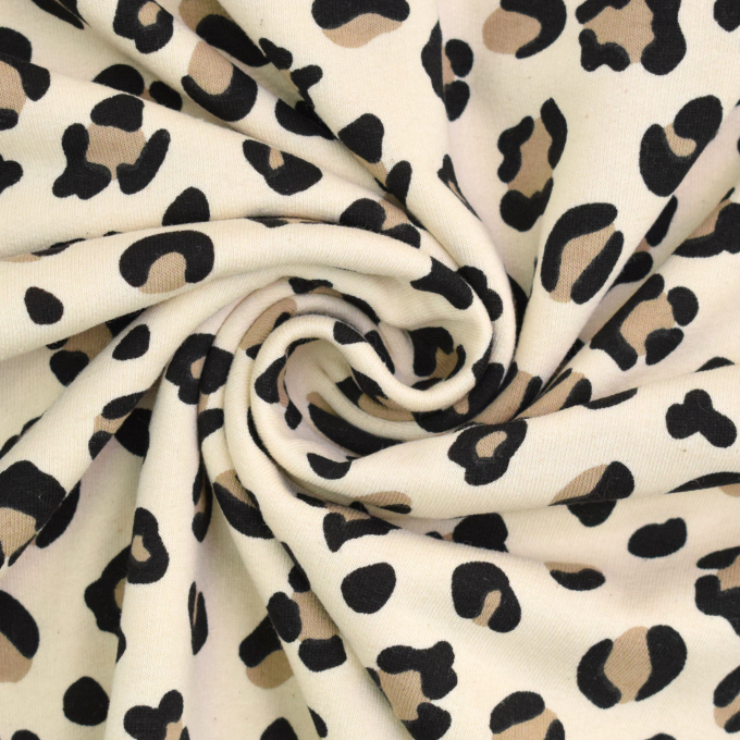 French Terry roughened Leo Spots, beige
