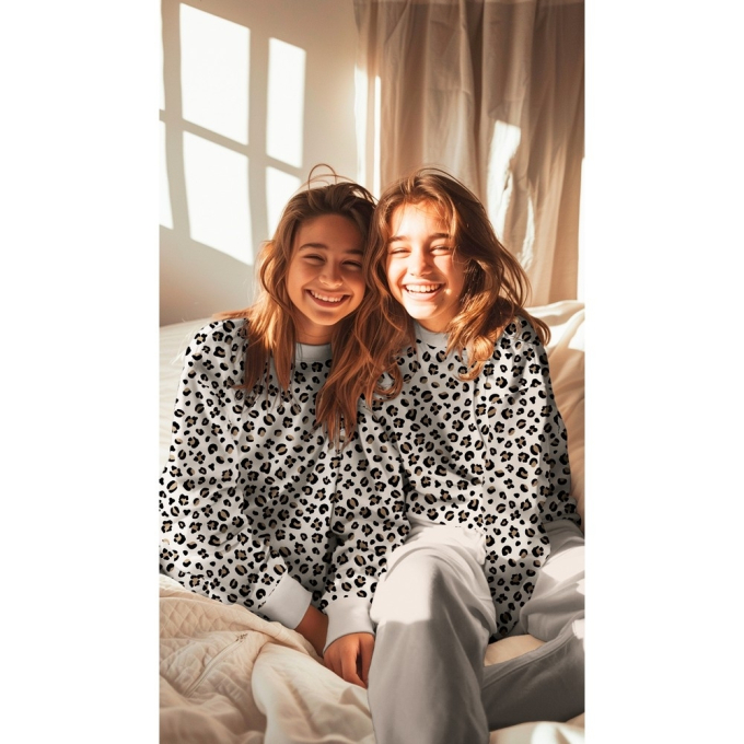 French Terry roughened Leo Spots, beige