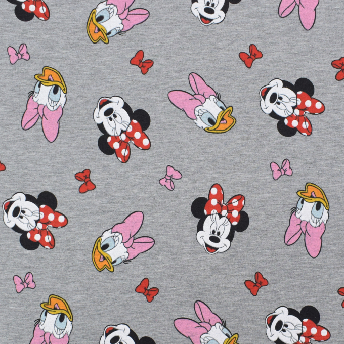 Franse Terry geruwd Minnie and Daisy, licht grijs gemêleerd
