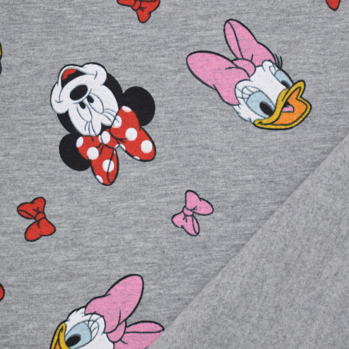 Franse Terry geruwd Minnie and Daisy, licht grijs gemêleerd