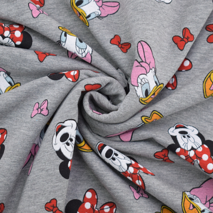 Franse Terry geruwd Minnie and Daisy, licht grijs gemêleerd