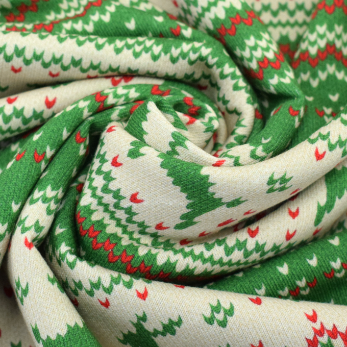 French Terry geruwd Norwegian stripes, groen