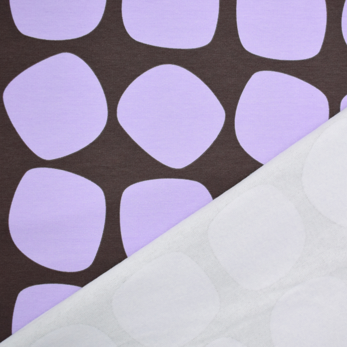 French Terry opgeruwd Retro Dots, blauwpaars