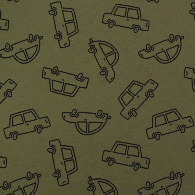 French Terry cars, olijfgroen