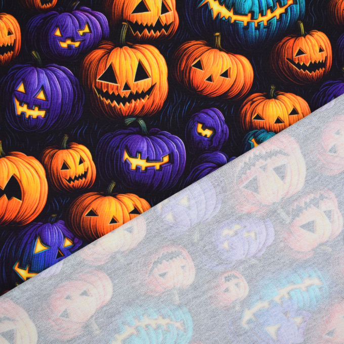 Tissu french terry Color Pumpkins, noir