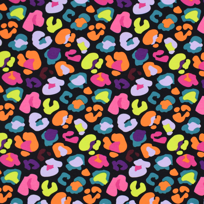 French Terry Colorful Leo, schwarz