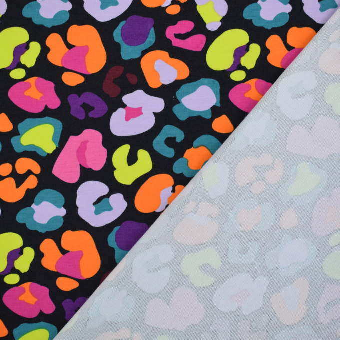 French Terry Colorful Leo, schwarz