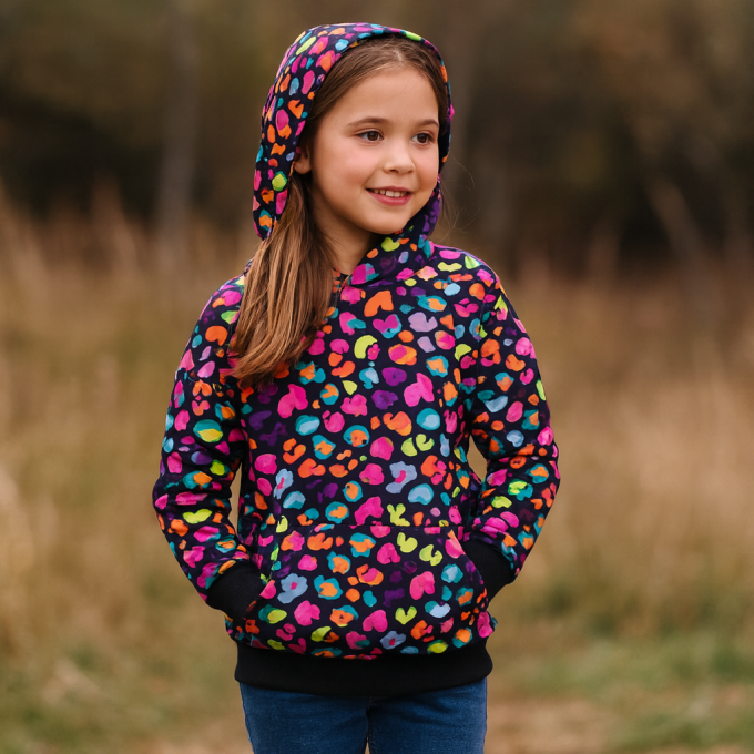 French Terry Colorful Leo, schwarz