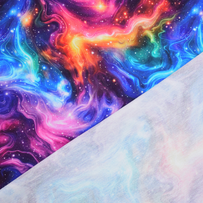Tissu french terry Espace galaxy étoiles Colour Space, multicolore
