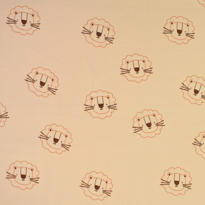 French Terry Cute Lion, beige