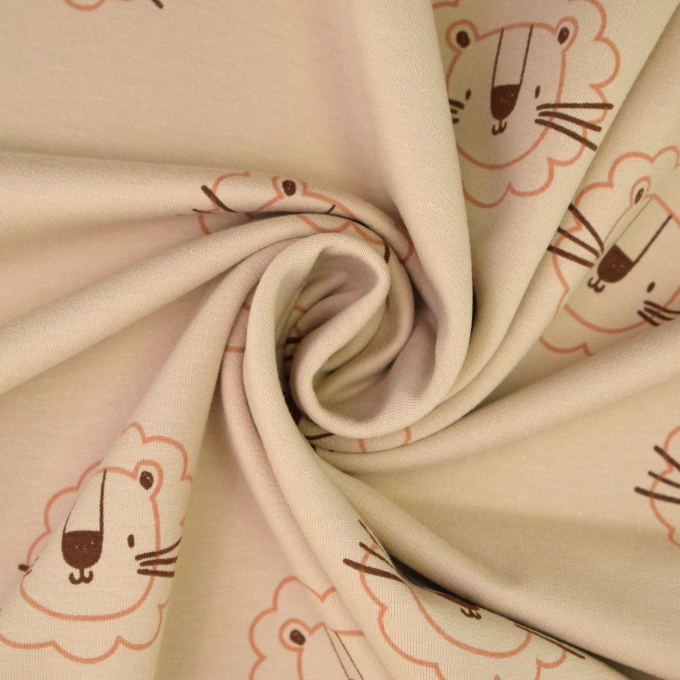 French Terry Cute Lion, beige