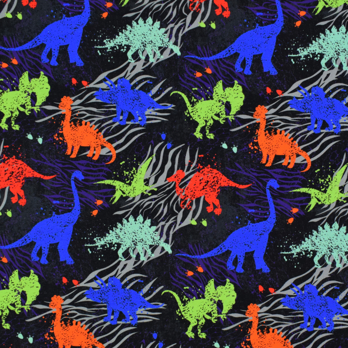 French Terry Dinos, schwarz