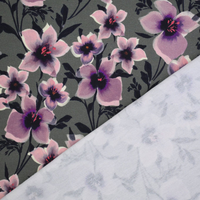 French Terry Flower Dream, khaki